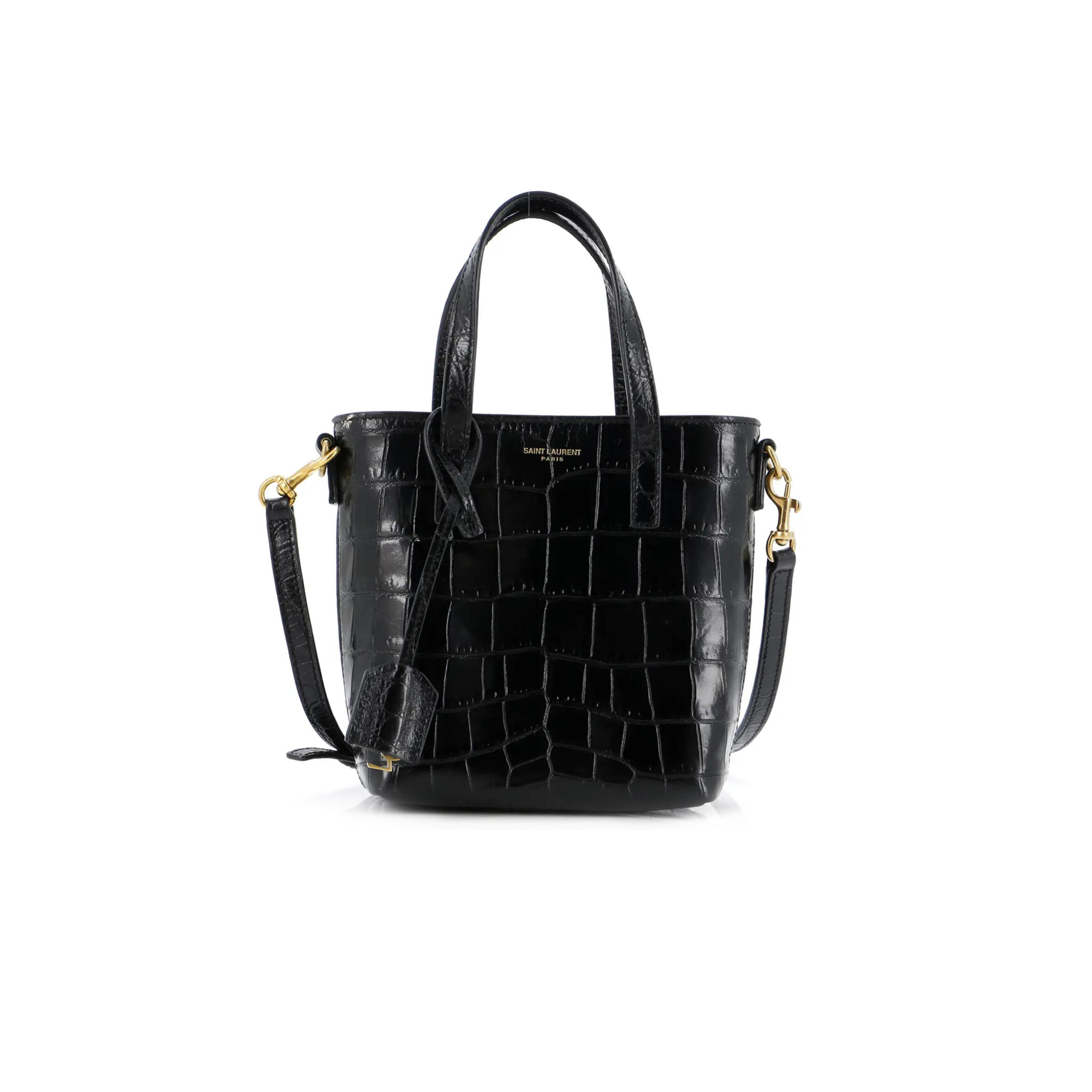 Y51 BLACK MINI TOY SHOPPING CROC-EFFECT LEATHER TOTE 51307168 (18*17*8cm) Master Quality